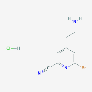 molecular formula C8H9BrClN3 B2925648 4-(2-Aminoethyl)-6-bromopyridine-2-carbonitrile;hydrochloride CAS No. 2445794-80-7