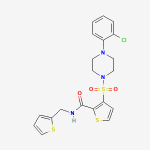 molecular formula C20H20ClN3O3S3 B2925649 3-{[4-(2-chlorophenyl)piperazin-1-yl]sulfonyl}-N-(2-thienylmethyl)thiophene-2-carboxamide CAS No. 1226459-22-8