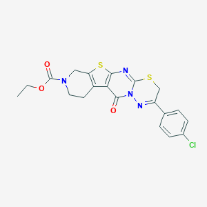 Ethyl 6-(4-chlorophenyl)-9-oxo-4,17-dithia-2,7,8,14-tetrazatetracyclo[8.7.0.03,8.011,16]heptadeca-1(10),2,6,11(16)-tetraene-14-carboxylate