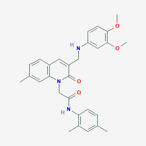 2-(3-(((3,4-dimethoxyphenyl)amino)methyl)-7-methyl-2-oxoquinolin-1(2H)-yl)-N-(2,4-dimethylphenyl)acetamide