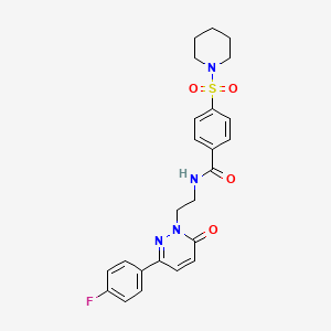 molecular formula C24H25FN4O4S B2925654 N-(2-(3-(4-fluorophenyl)-6-oxopyridazin-1(6H)-yl)ethyl)-4-(piperidin-1-ylsulfonyl)benzamide CAS No. 921804-54-8