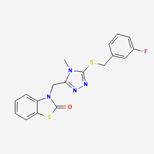 3-[[5-[(3-Fluorophenyl)methylsulfanyl]-4-methyl-1,2,4-triazol-3-yl]methyl]-1,3-benzothiazol-2-one