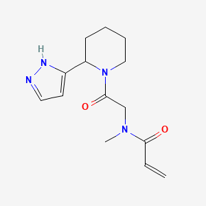 molecular formula C14H20N4O2 B2925665 N-Methyl-N-[2-oxo-2-[2-(1H-pyrazol-5-yl)piperidin-1-yl]ethyl]prop-2-enamide CAS No. 2197745-56-3