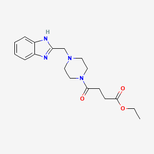 molecular formula C18H24N4O3 B2925669 ethyl 4-(4-((1H-benzo[d]imidazol-2-yl)methyl)piperazin-1-yl)-4-oxobutanoate CAS No. 1171189-58-4