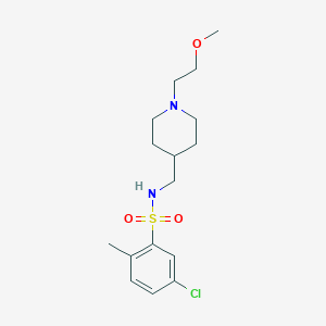 molecular formula C16H25ClN2O3S B2925677 5-chloro-N-((1-(2-methoxyethyl)piperidin-4-yl)methyl)-2-methylbenzenesulfonamide CAS No. 953143-28-7