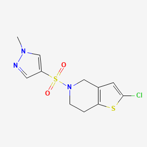 molecular formula C11H12ClN3O2S2 B2925682 2-氯-5-((1-甲基-1H-吡唑-4-基)磺酰基)-4,5,6,7-四氢噻吩并[3,2-c]吡啶 CAS No. 2034224-77-4