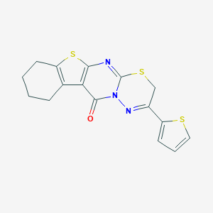 molecular formula C16H13N3OS3 B292569 2-(2-thienyl)-7,8,9,10-tetrahydro-3H,11H-[1]benzothieno[2',3':4,5]pyrimido[2,1-b][1,3,4]thiadiazin-11-one 