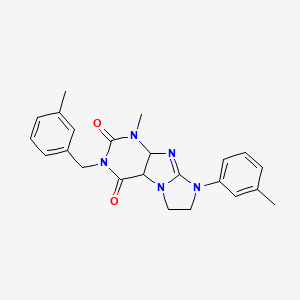 molecular formula C23H23N5O2 B2925692 1-methyl-8-(3-methylphenyl)-3-[(3-methylphenyl)methyl]-1H,2H,3H,4H,6H,7H,8H-imidazo[1,2-g]purine-2,4-dione CAS No. 872839-99-1
