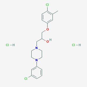 molecular formula C20H26Cl4N2O2 B2925694 1-(4-Chloro-3-methylphenoxy)-3-(4-(3-chlorophenyl)piperazin-1-yl)propan-2-ol dihydrochloride CAS No. 1052507-81-9
