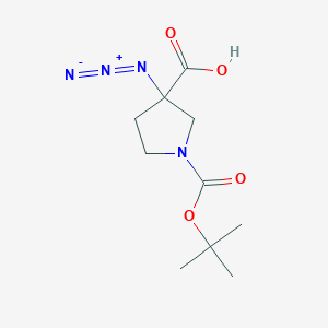 molecular formula C10H16N4O4 B2925697 3-Azido-1-[(2-methylpropan-2-yl)oxycarbonyl]pyrrolidine-3-carboxylic acid CAS No. 2287317-99-9