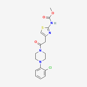 molecular formula C17H19ClN4O3S B2925702 Methyl (4-(2-(4-(2-chlorophenyl)piperazin-1-yl)-2-oxoethyl)thiazol-2-yl)carbamate CAS No. 946283-66-5