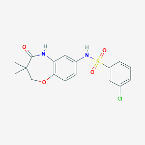 molecular formula C17H17ClN2O4S B2925709 3-氯-N-(3,3-二甲基-4-氧代-2,3,4,5-四氢苯并[b][1,4]恶杂环庚-7-基)苯磺酰胺 CAS No. 922004-53-3