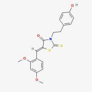molecular formula C20H19NO4S2 B2925713 (Z)-5-(2,4-dimethoxybenzylidene)-3-(4-hydroxyphenethyl)-2-thioxothiazolidin-4-one CAS No. 900135-08-2