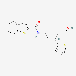 molecular formula C18H19NO2S2 B2925721 N-(5-hydroxy-3-(thiophen-2-yl)pentyl)benzo[b]thiophene-2-carboxamide CAS No. 2034563-81-8