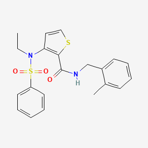 molecular formula C21H22N2O3S2 B2925725 3-(N-乙基苯磺酰胺基)-N-(2-甲基苄基)噻吩-2-甲酰胺 CAS No. 1251550-12-5