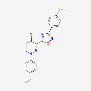 molecular formula C21H18N4O2S B2925727 1-(4-ethylphenyl)-3-(3-(4-(methylthio)phenyl)-1,2,4-oxadiazol-5-yl)pyridazin-4(1H)-one CAS No. 1251675-30-5