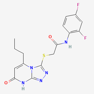 molecular formula C16H15F2N5O2S B2925728 N-(2,4-difluorophenyl)-2-((7-oxo-5-propyl-7,8-dihydro-[1,2,4]triazolo[4,3-a]pyrimidin-3-yl)thio)acetamide CAS No. 891126-43-5