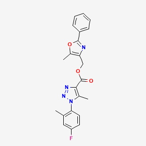 molecular formula C22H19FN4O3 B2925733 (5-甲基-2-苯基-1,3-恶唑-4-基)甲基 1-(4-氟-2-甲基苯基)-5-甲基-1H-1,2,3-三唑-4-甲酸酯 CAS No. 1223934-47-1