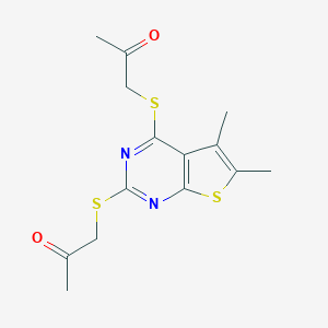 1-({5,6-Dimethyl-2-[(2-oxopropyl)sulfanyl]thieno[2,3-d]pyrimidin-4-yl}sulfanyl)acetone