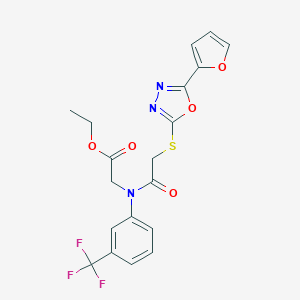 Ethyl [({[5-(2-furyl)-1,3,4-oxadiazol-2-yl]sulfanyl}acetyl)-3-(trifluoromethyl)anilino]acetate