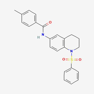 molecular formula C23H22N2O3S B2925761 N-[1-(benzenesulfonyl)-3,4-dihydro-2H-quinolin-6-yl]-4-methylbenzamide CAS No. 941971-54-6