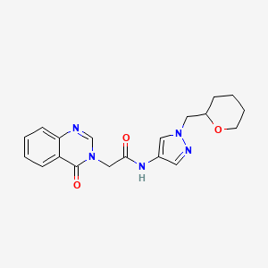 molecular formula C19H21N5O3 B2925766 2-(4-oxoquinazolin-3(4H)-yl)-N-(1-((tetrahydro-2H-pyran-2-yl)methyl)-1H-pyrazol-4-yl)acetamide CAS No. 2034528-72-6