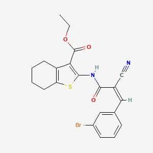 molecular formula C21H19BrN2O3S B2925770 Ethyl 2-[[(Z)-3-(3-bromophenyl)-2-cyanoprop-2-enoyl]amino]-4,5,6,7-tetrahydro-1-benzothiophene-3-carboxylate CAS No. 727693-94-9