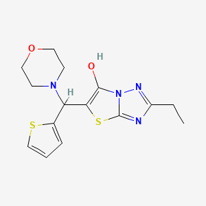 molecular formula C15H18N4O2S2 B2925773 2-Ethyl-5-(morpholino(thiophen-2-yl)methyl)thiazolo[3,2-b][1,2,4]triazol-6-ol CAS No. 886910-44-7