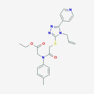 molecular formula C23H25N5O3S B292578 ethyl [({[4-allyl-5-(4-pyridinyl)-4H-1,2,4-triazol-3-yl]sulfanyl}acetyl)-4-methylanilino]acetate 