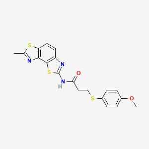 molecular formula C19H17N3O2S3 B2925780 3-((4-methoxyphenyl)thio)-N-(7-methylbenzo[1,2-d:3,4-d']bis(thiazole)-2-yl)propanamide CAS No. 942006-94-2