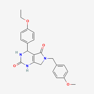 molecular formula C22H23N3O4 B2925784 4-(4-ethoxyphenyl)-6-(4-methoxybenzyl)-3,4,6,7-tetrahydro-1H-pyrrolo[3,4-d]pyrimidine-2,5-dione CAS No. 946218-85-5