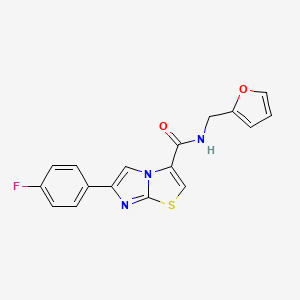 molecular formula C17H12FN3O2S B2925786 6-(4-fluorophenyl)-N-(furan-2-ylmethyl)imidazo[2,1-b]thiazole-3-carboxamide CAS No. 1049364-55-7