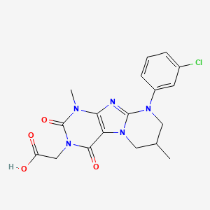 molecular formula C18H18ClN5O4 B2925788 2-[9-(3-chlorophenyl)-1,7-dimethyl-2,4-dioxo-7,8-dihydro-6H-purino[7,8-a]pyrimidin-3-yl]acetic acid CAS No. 878423-91-7