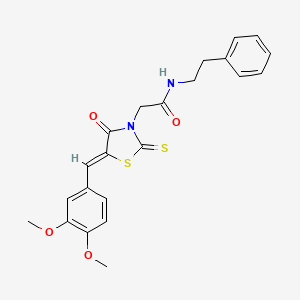 (Z)-2-(5-(3,4-dimethoxybenzylidene)-4-oxo-2-thioxothiazolidin-3-yl)-N-phenethylacetamide