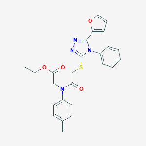 molecular formula C25H24N4O4S B292579 ethyl [({[5-(2-furyl)-4-phenyl-4H-1,2,4-triazol-3-yl]sulfanyl}acetyl)-4-methylanilino]acetate 