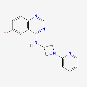 molecular formula C16H14FN5 B2925793 6-Fluoro-N-(1-pyridin-2-ylazetidin-3-yl)quinazolin-4-amine CAS No. 2415561-99-6