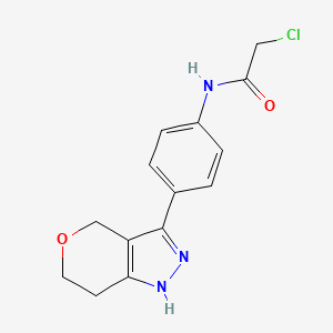 molecular formula C14H14ClN3O2 B2925794 2-Chloro-N-[4-(1,4,6,7-tetrahydropyrano[4,3-c]pyrazol-3-yl)phenyl]acetamide CAS No. 2411280-25-4