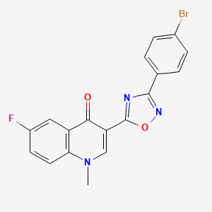 molecular formula C18H11BrFN3O2 B2925798 3-(3-(4-bromophenyl)-1,2,4-oxadiazol-5-yl)-6-fluoro-1-methylquinolin-4(1H)-one CAS No. 1358354-49-0