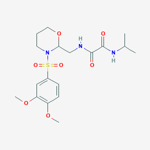 molecular formula C18H27N3O7S B2925808 N1-((3-((3,4-dimethoxyphenyl)sulfonyl)-1,3-oxazinan-2-yl)methyl)-N2-isopropyloxalamide CAS No. 872976-43-7