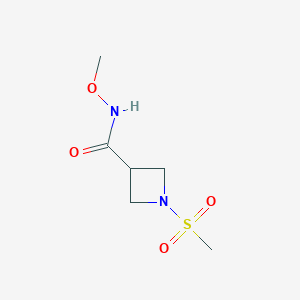 molecular formula C6H12N2O4S B2925810 N-甲氧基-1-(甲磺酰基)氮杂环丁烷-3-甲酰胺 CAS No. 1448036-30-3