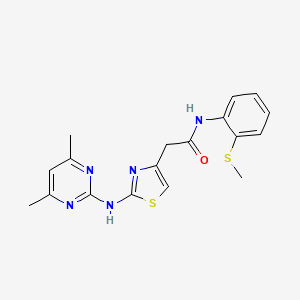 2-(2-((4,6-dimethylpyrimidin-2-yl)amino)thiazol-4-yl)-N-(2-(methylthio)phenyl)acetamide