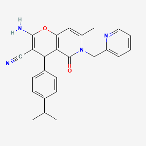 2-amino-4-(4-isopropylphenyl)-7-methyl-5-oxo-6-(pyridin-2-ylmethyl)-5,6-dihydro-4H-pyrano[3,2-c]pyridine-3-carbonitrile
