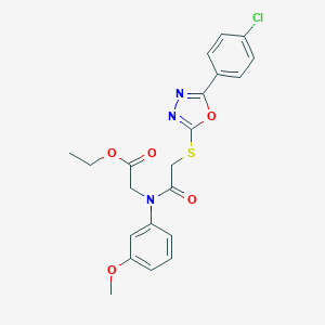 Ethyl [({[5-(4-chlorophenyl)-1,3,4-oxadiazol-2-yl]sulfanyl}acetyl)-3-methoxyanilino]acetate