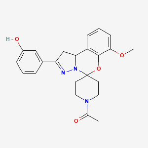 molecular formula C23H25N3O4 B2925831 1-(2-(3-Hydroxyphenyl)-7-methoxy-1,10b-dihydrospiro[benzo[e]pyrazolo[1,5-c][1,3]oxazine-5,4'-piperidin]-1'-yl)ethanone CAS No. 941984-35-6