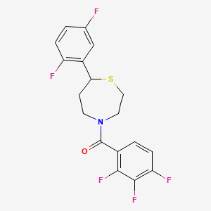 molecular formula C18H14F5NOS B2925835 (7-(2,5-Difluorophenyl)-1,4-thiazepan-4-yl)(2,3,4-trifluorophenyl)methanone CAS No. 1705212-09-4