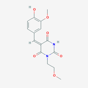 (5E)-5-[(4-hydroxy-3-methoxyphenyl)methylidene]-1-(2-methoxyethyl)-1,3-diazinane-2,4,6-trione