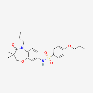 molecular formula C24H32N2O5S B2925844 N-(3,3-dimethyl-4-oxo-5-propyl-2,3,4,5-tetrahydrobenzo[b][1,4]oxazepin-8-yl)-4-isobutoxybenzenesulfonamide CAS No. 921992-71-4
