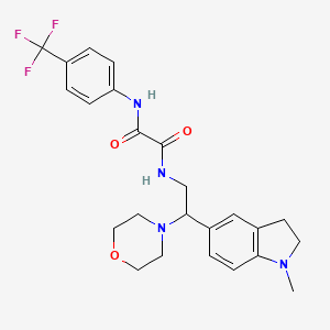 molecular formula C24H27F3N4O3 B2925845 N1-(2-(1-methylindolin-5-yl)-2-morpholinoethyl)-N2-(4-(trifluoromethyl)phenyl)oxalamide CAS No. 922015-13-2