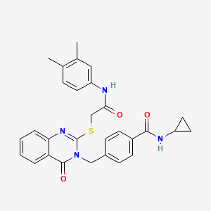 N-cyclopropyl-4-{[2-({[(3,4-dimethylphenyl)carbamoyl]methyl}sulfanyl)-4-oxo-3,4-dihydroquinazolin-3-yl]methyl}benzamide