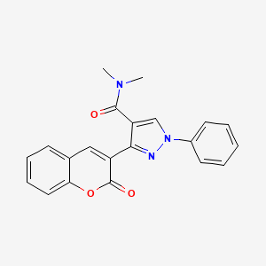 molecular formula C21H17N3O3 B2925883 N,N-二甲基-3-(2-氧代-2H-色烯-3-基)-1-苯基-1H-吡唑-4-甲酰胺 CAS No. 882228-87-7